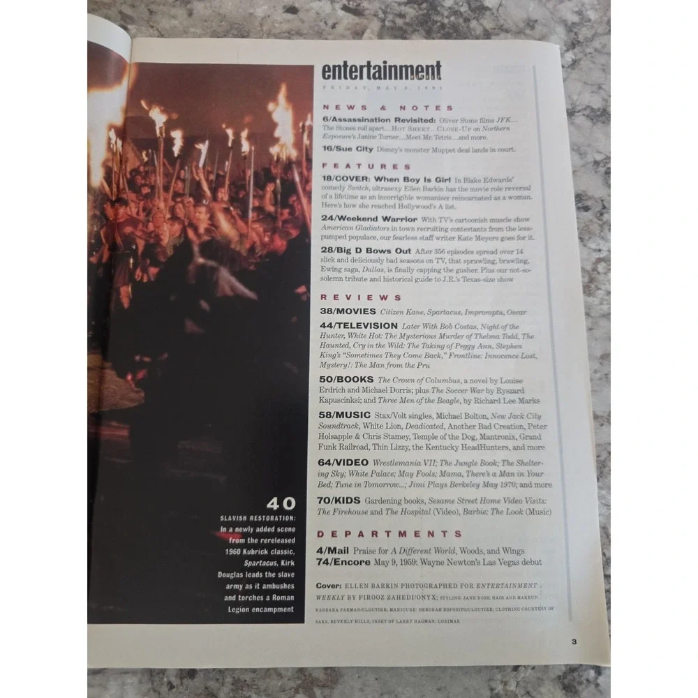 Entertainment Weekly Magazine May 3 1991 No. 64 Ellen Barkin Dallas‎ Last Hurrah
